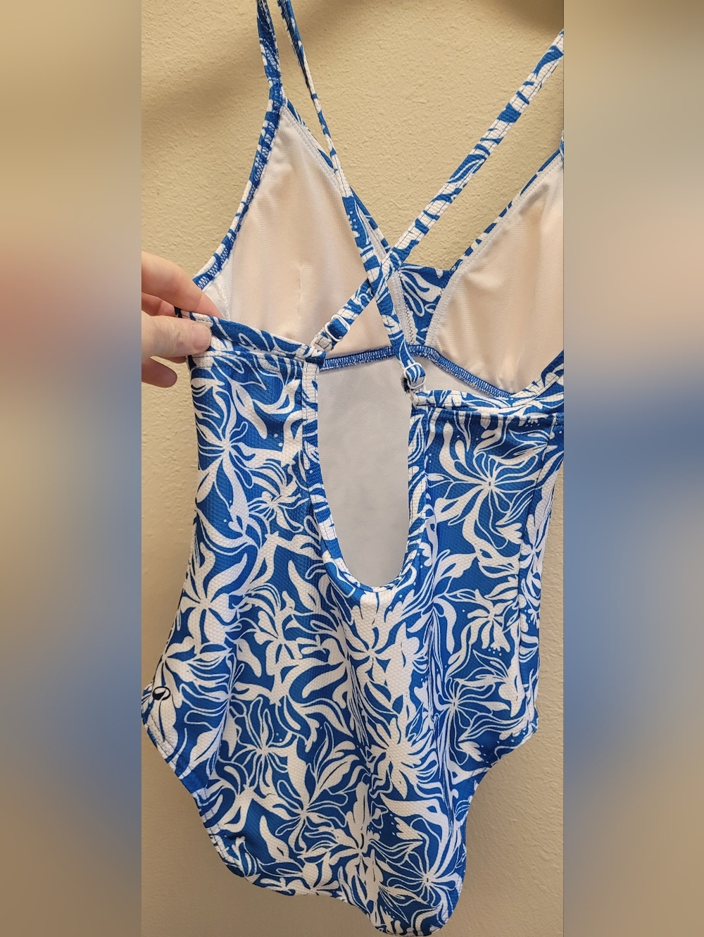 Decathalon Girl Swimsuit One Piece Blue and White Floral Size 12 - Picture 7 of 12